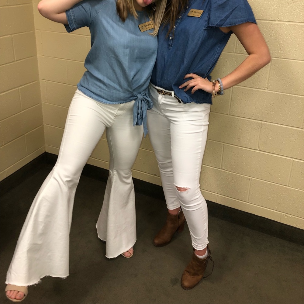 White flare free people jeans